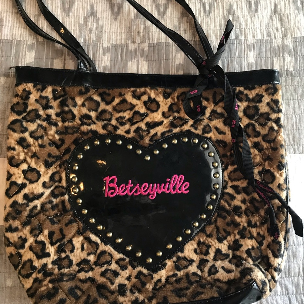 Betsey Johnson leopard print tote bag